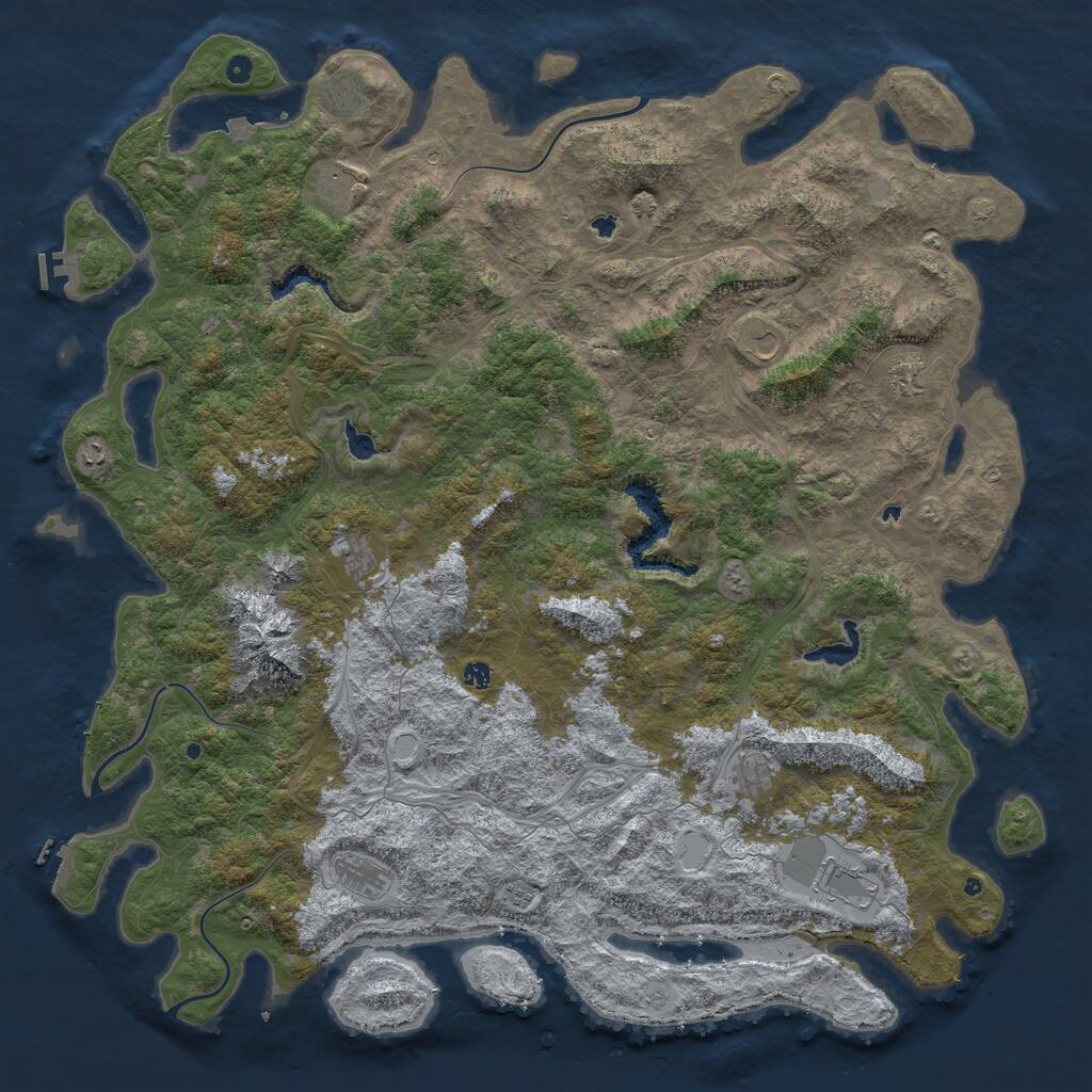 Rust Map: Procedural Map, Size: 6000, Seed: 614635, 17 Monuments