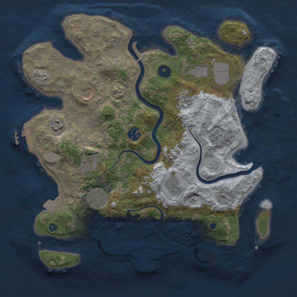 Rust Map: Procedural Map, Size: 3500, Seed: 128158413, 15 Monuments