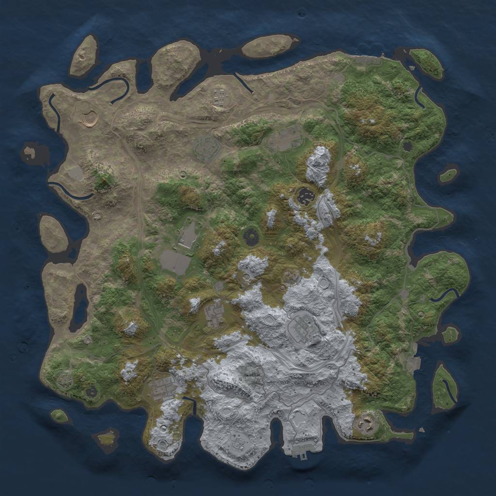 Rust Map: Procedural Map, Size: 4500, Seed: 345699854, 18 Monuments