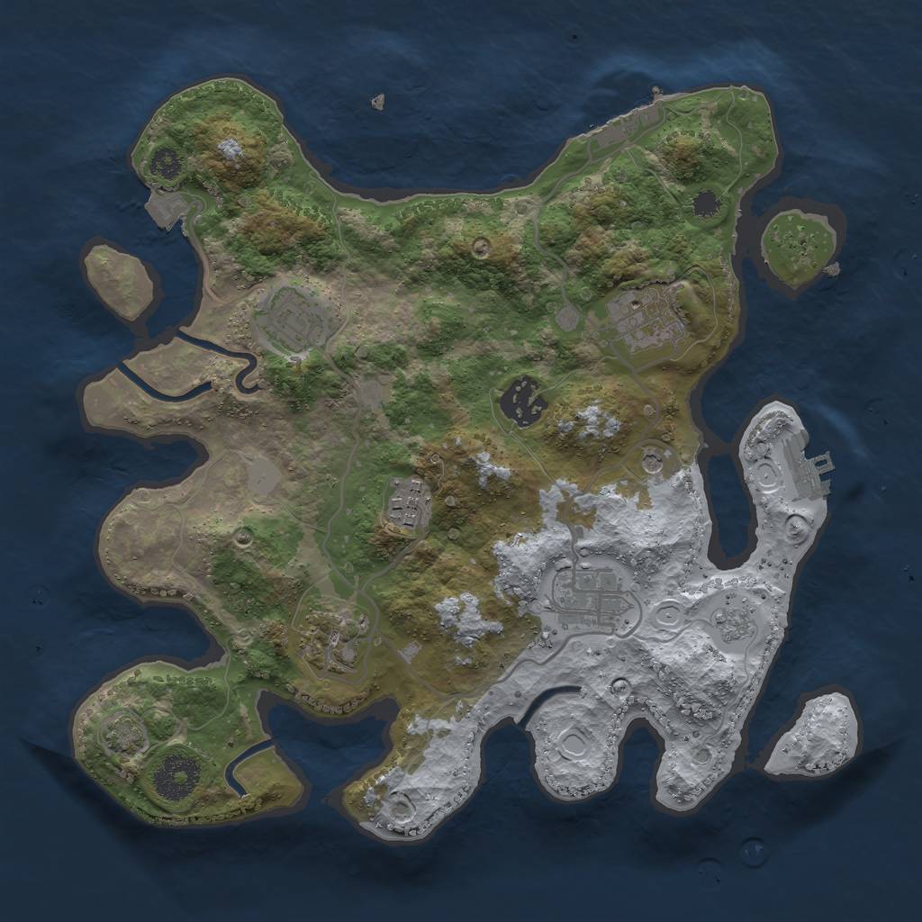 Rust Map: Procedural Map, Size: 3000, Seed: 60639961, 14 Monuments
