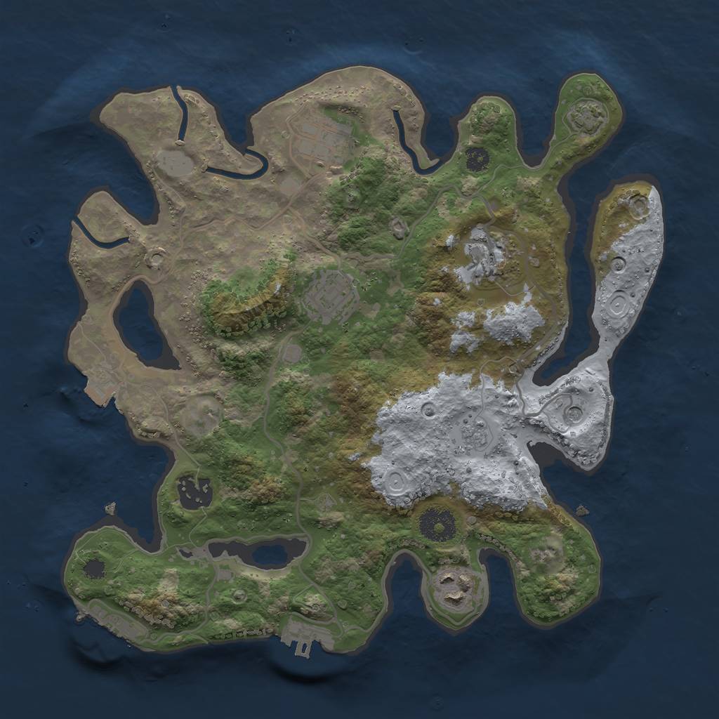 Rust Map: Procedural Map, Size: 3000, Seed: 39547, 13 Monuments