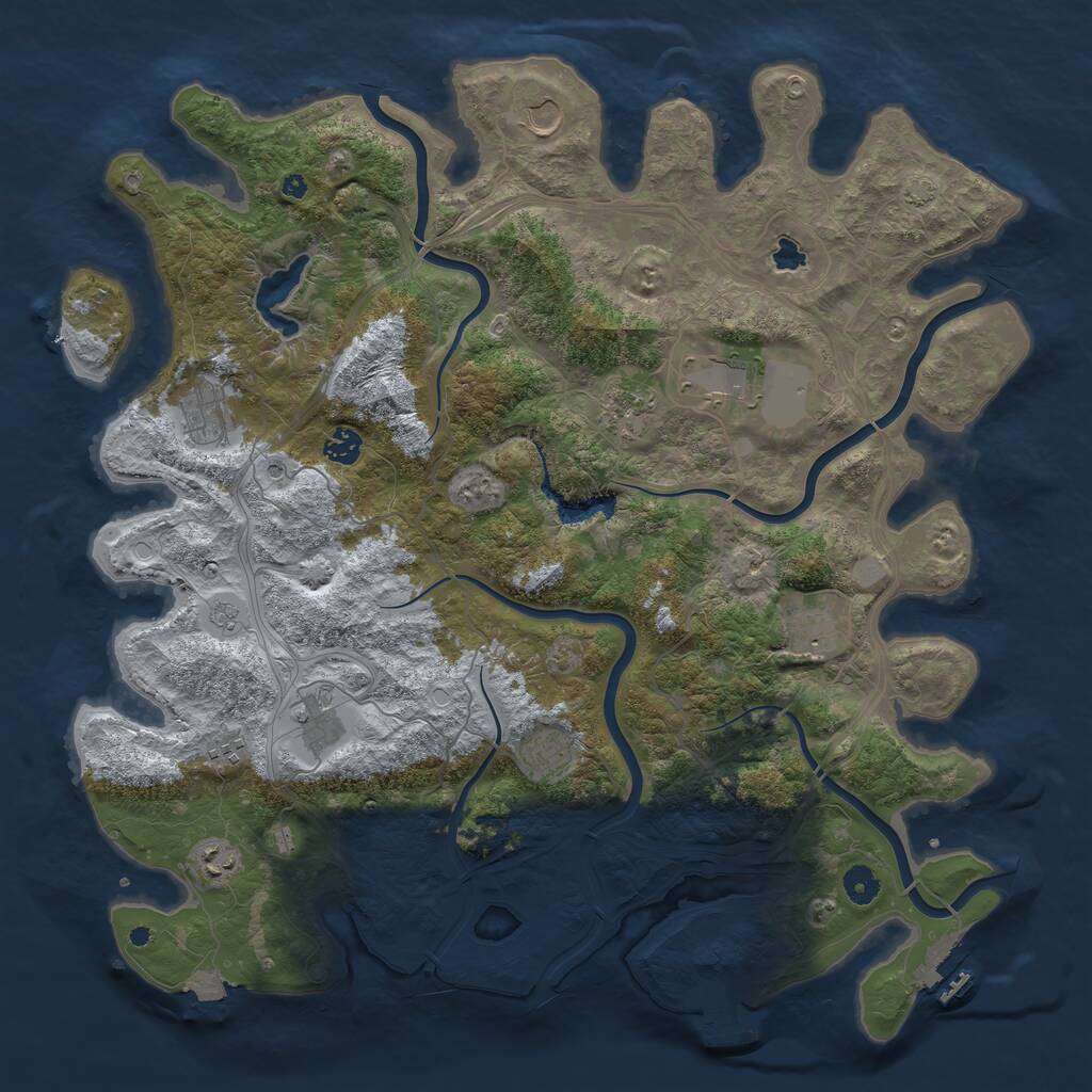 Rust Map: Procedural Map, Size: 4444, Seed: 8674, 16 Monuments