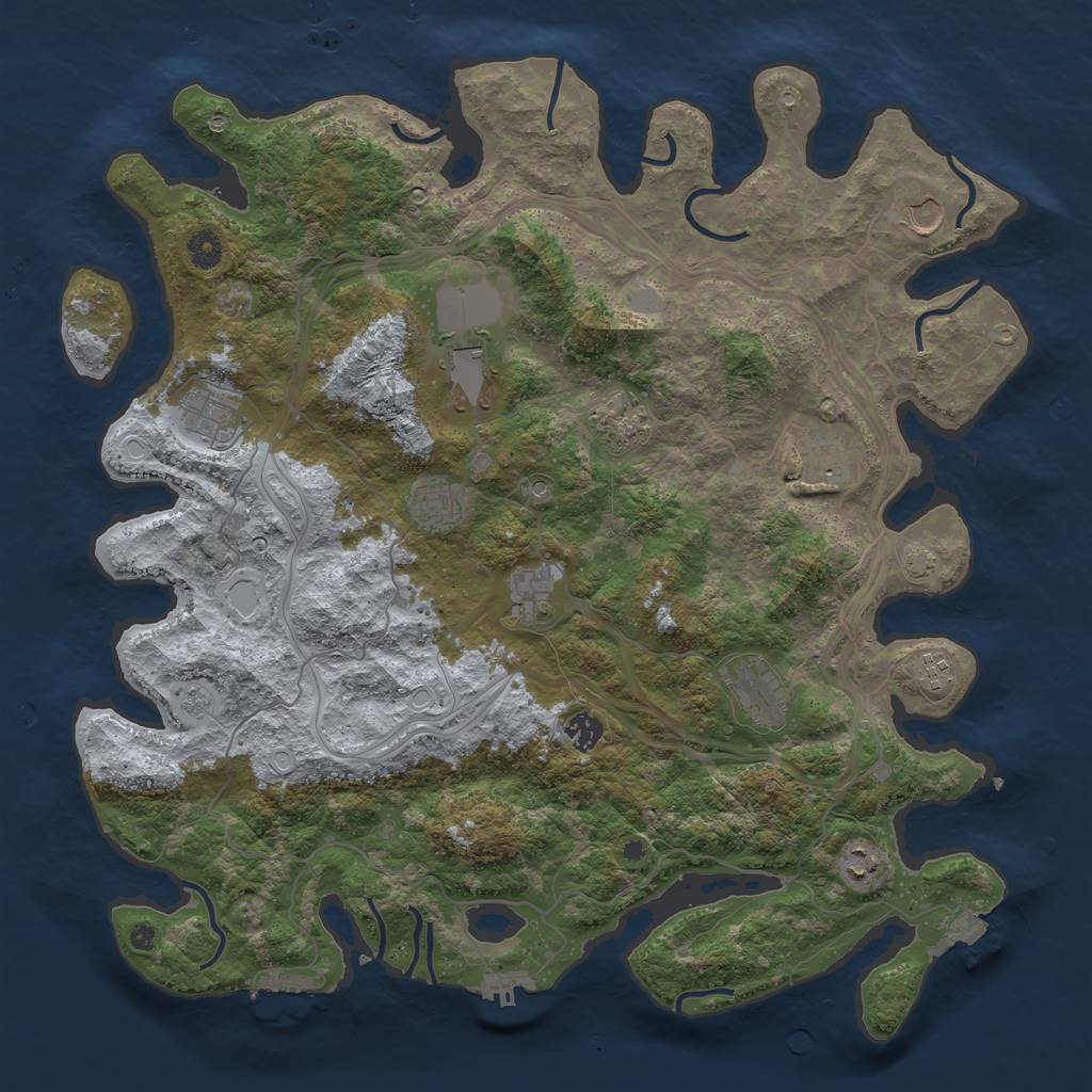Rust Map: Procedural Map, Size: 4444, Seed: 8674, 19 Monuments