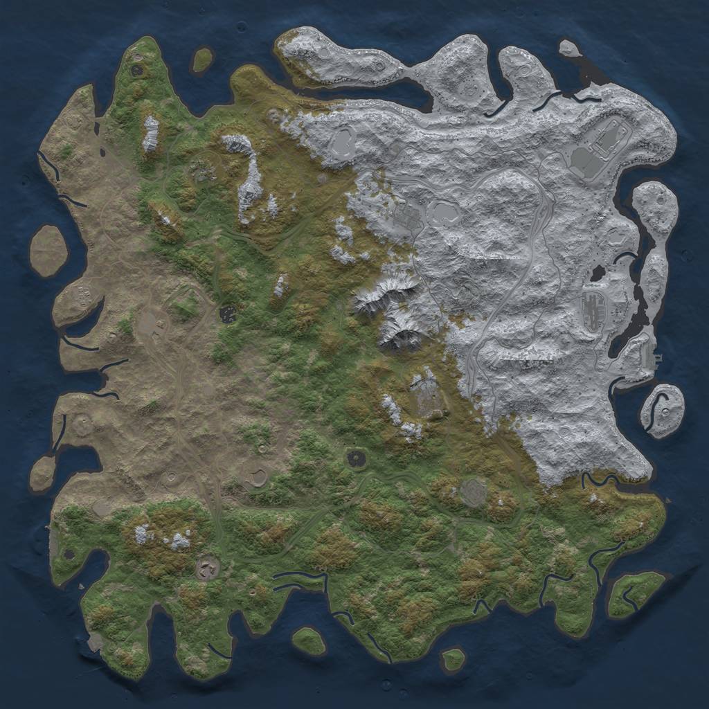 Rust Map: Procedural Map, Size: 6000, Seed: 264228182, 19 Monuments