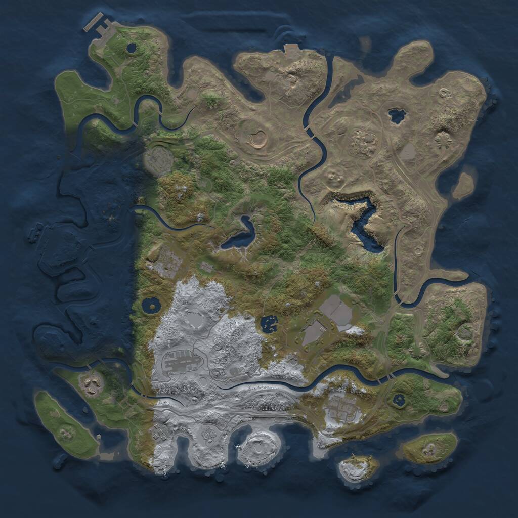 Rust Map: Procedural Map, Size: 4250, Seed: 1200219454, 16 Monuments