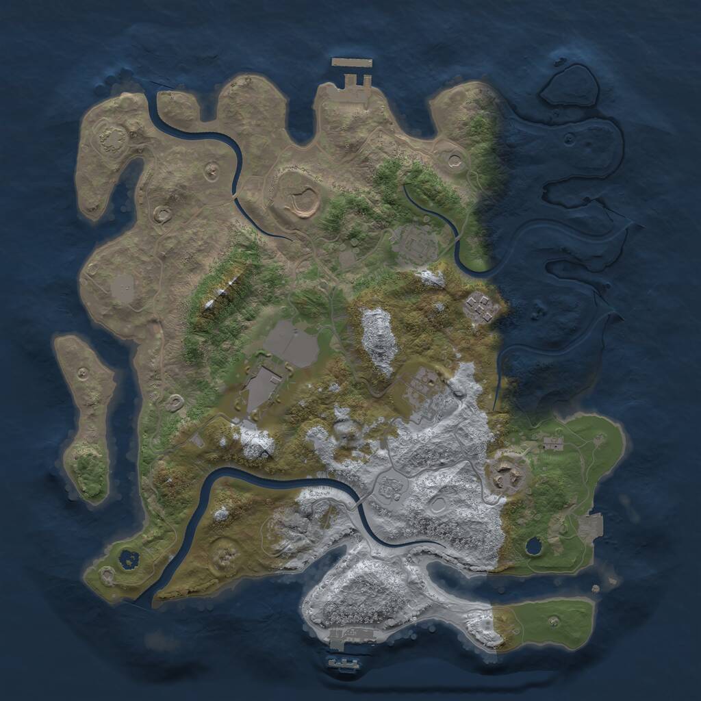 Rust Map: Procedural Map, Size: 3500, Seed: 4118510, 12 Monuments