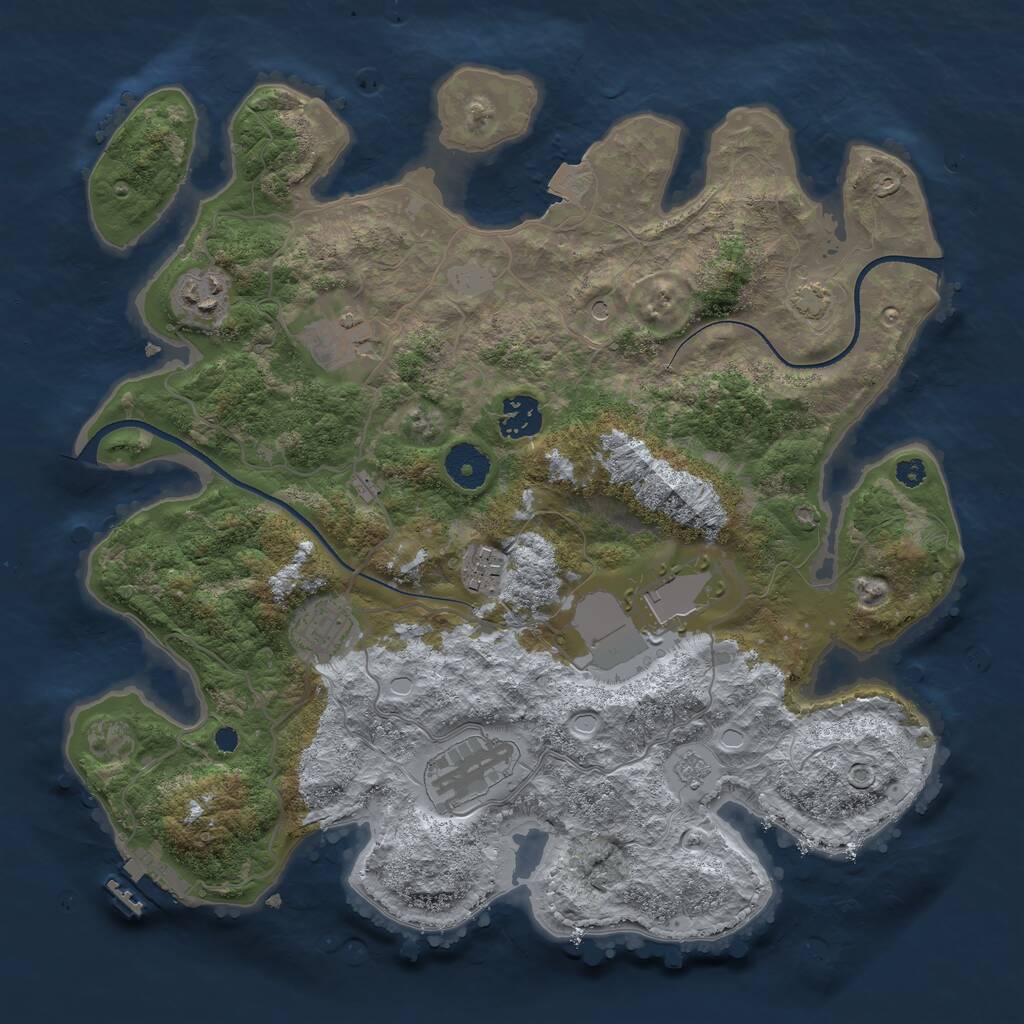 Rust Map: Procedural Map, Size: 3500, Seed: 214565346, 12 Monuments