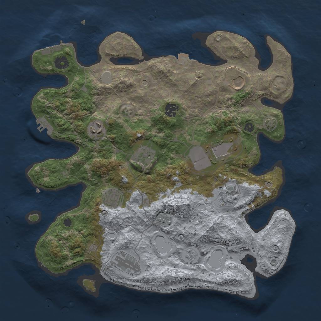 Rust Map: Procedural Map, Size: 3500, Seed: 1092232742, 17 Monuments