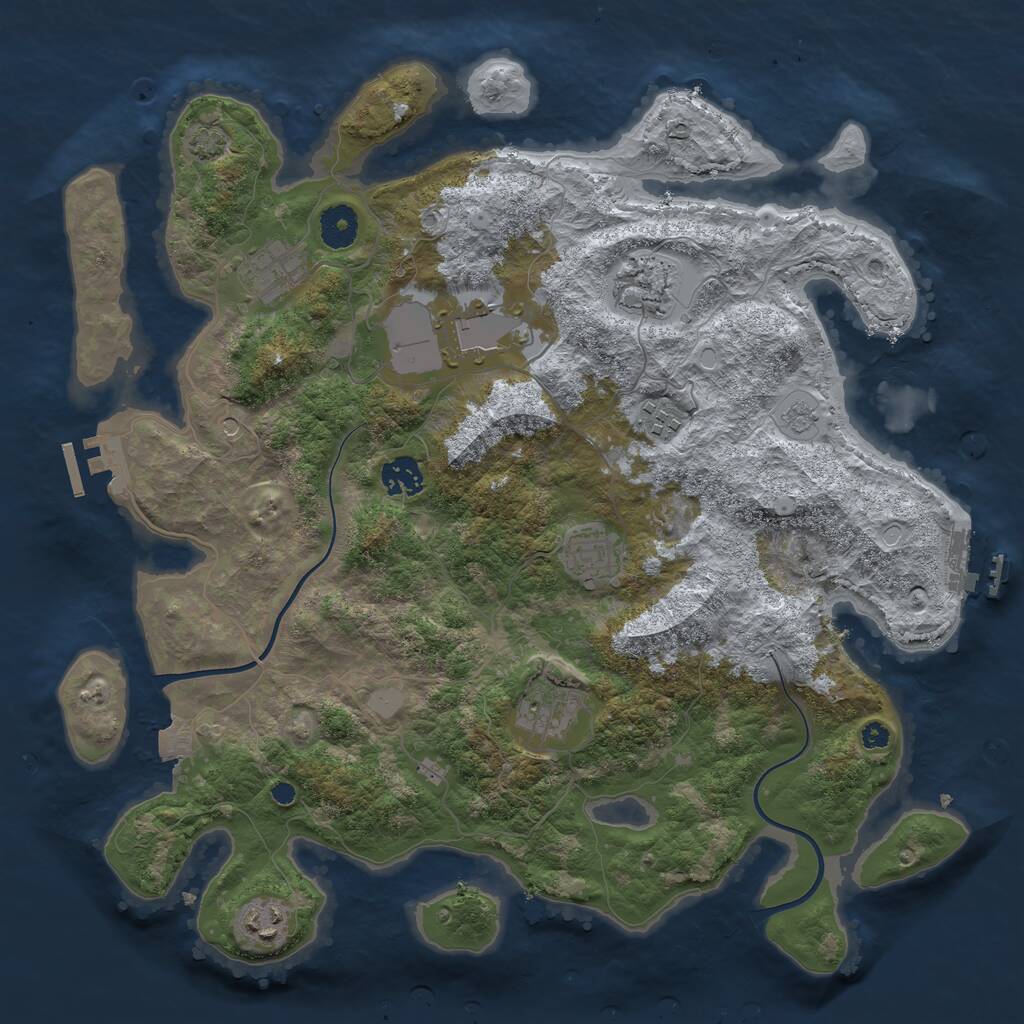 Rust Map: Procedural Map, Size: 3750, Seed: 4816379, 14 Monuments