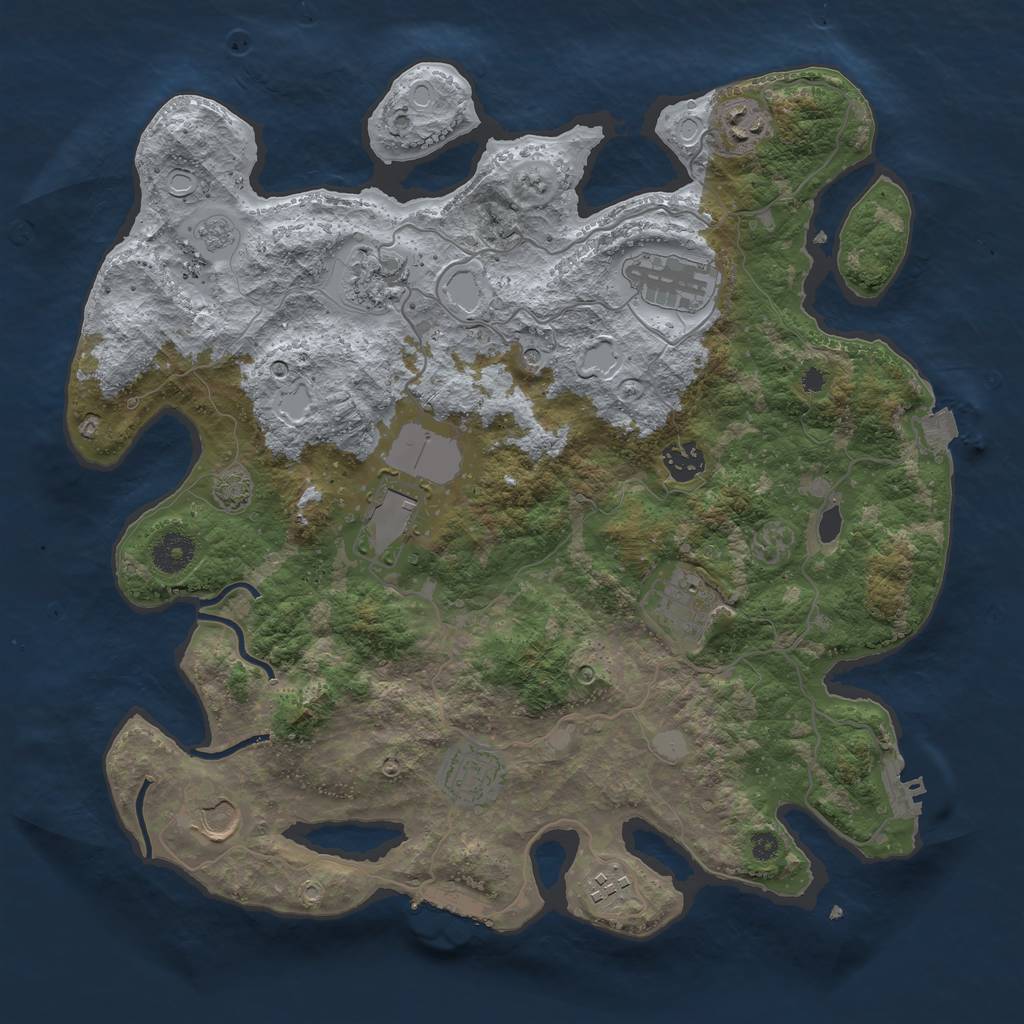Rust Map: Procedural Map, Size: 3750, Seed: 510989641, 17 Monuments
