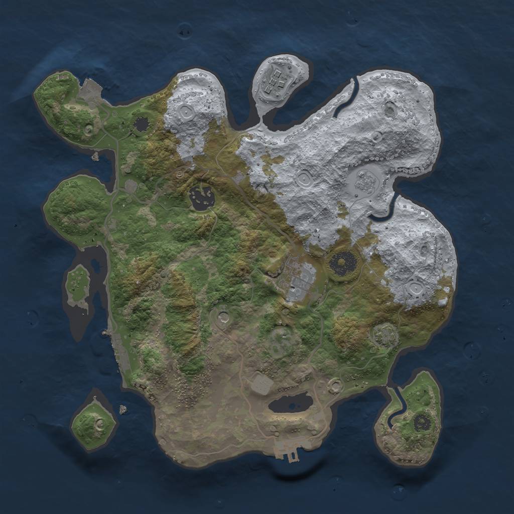 Rust Map: Procedural Map, Size: 3000, Seed: 2038, 11 Monuments
