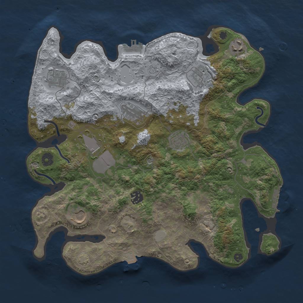 Rust Map: Procedural Map, Size: 3500, Seed: 257820548, 16 Monuments