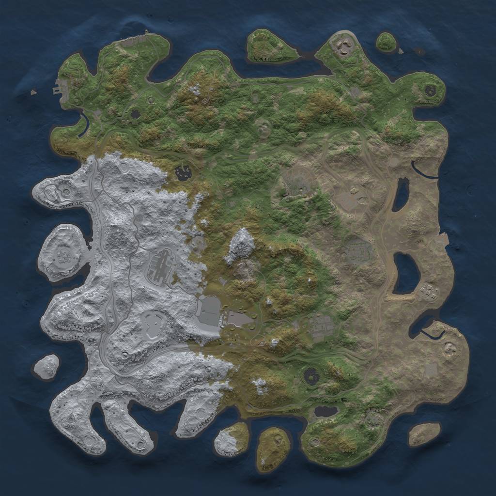 Rust Map: Procedural Map, Size: 4500, Seed: 42609, 17 Monuments