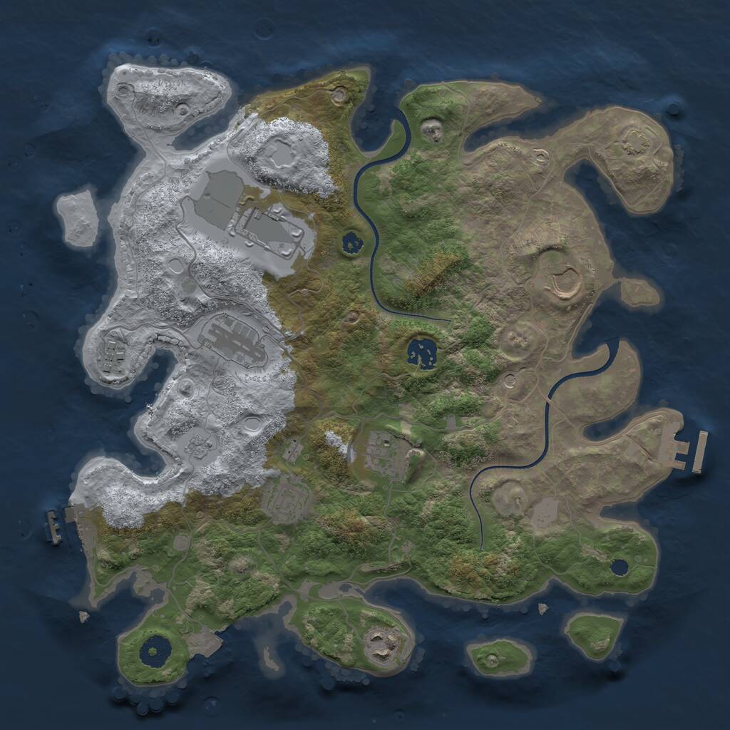 Rust Map: Procedural Map, Size: 3500, Seed: 16378346, 14 Monuments