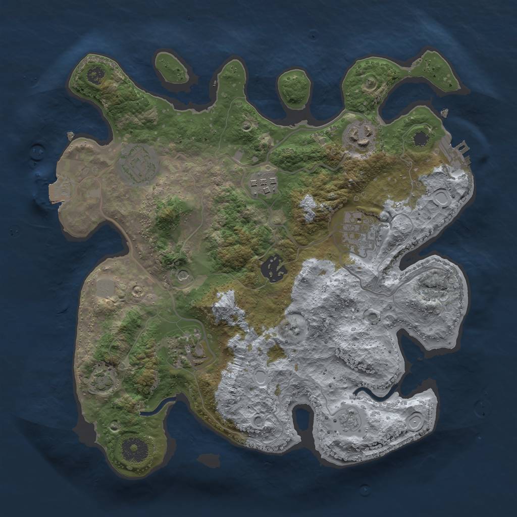 Rust Map: Procedural Map, Size: 3000, Seed: 741314712, 13 Monuments