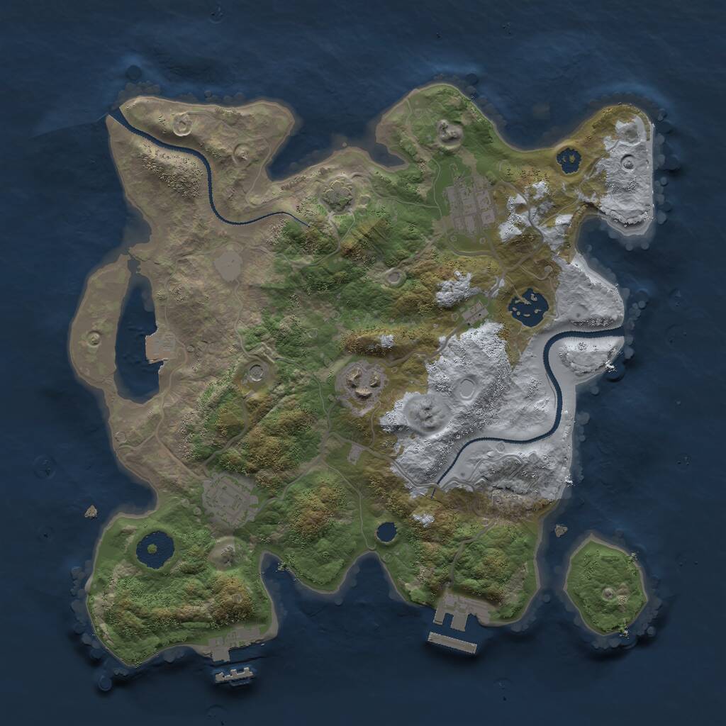 Rust Map: Procedural Map, Size: 3000, Seed: 748264827, 9 Monuments