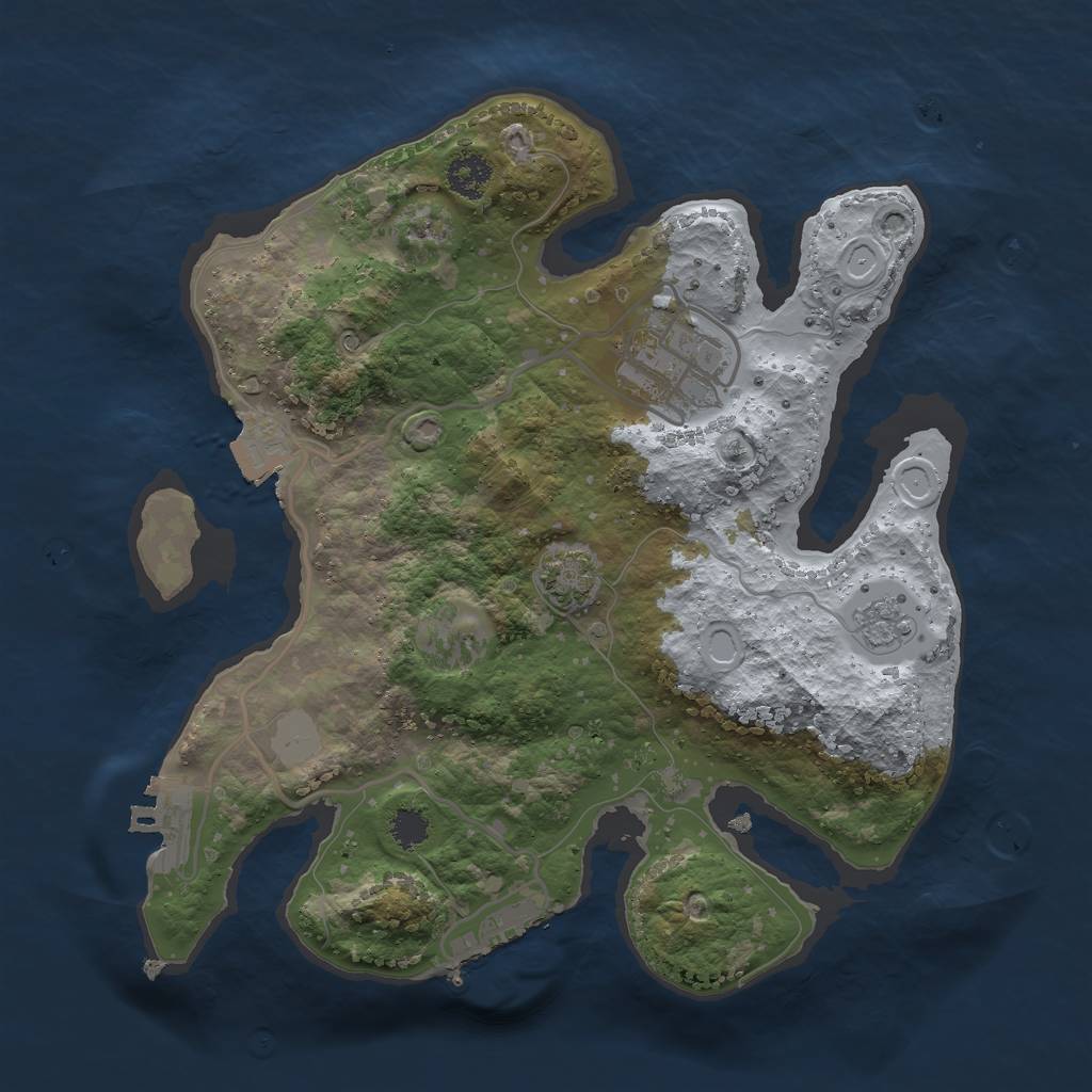 Rust Map: Procedural Map, Size: 2500, Seed: 1682649123, 8 Monuments