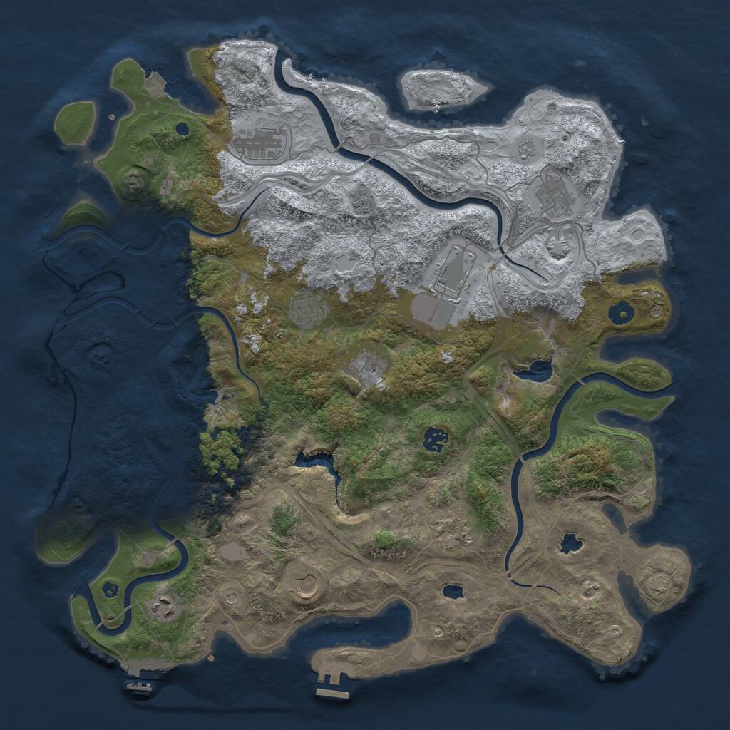 Rust Map: Procedural Map, Size: 4500, Seed: 386931661, 16 Monuments