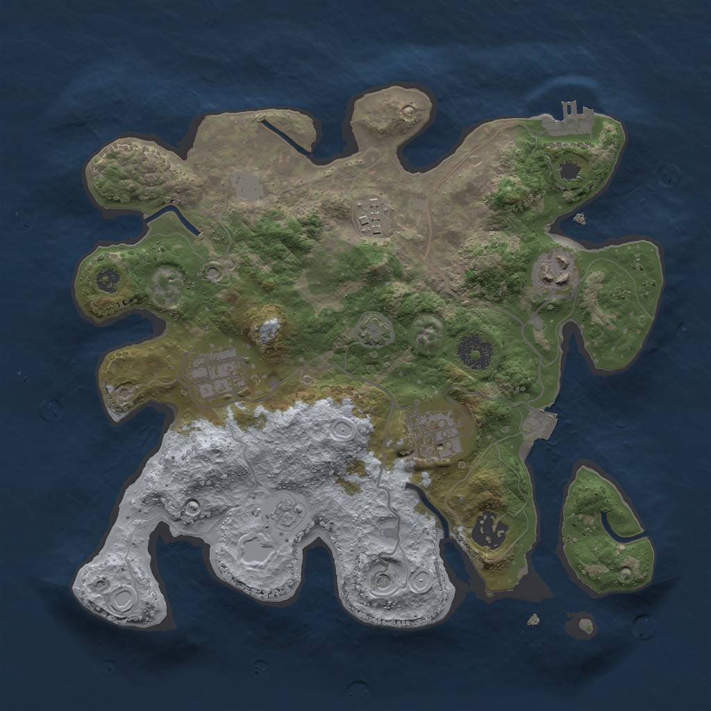 Rust Map: Procedural Map, Size: 3000, Seed: 195659606, 12 Monuments