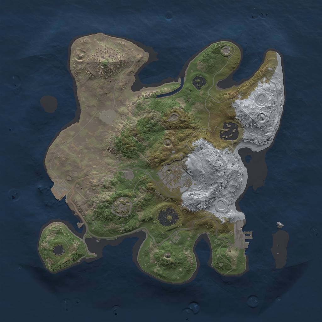 Rust Map: Procedural Map, Size: 2500, Seed: 185042902, 7 Monuments
