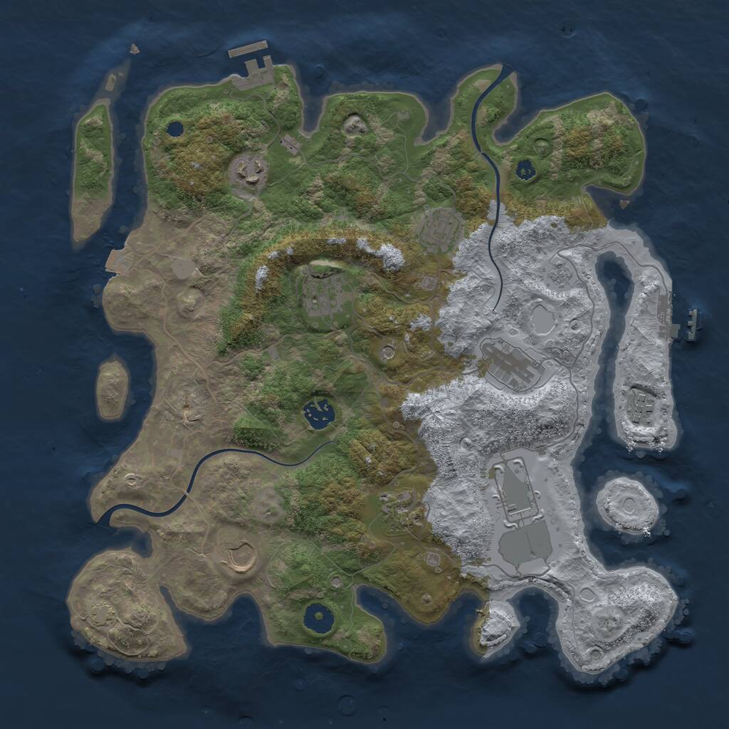 Rust Map: Procedural Map, Size: 3700, Seed: 794841119, 15 Monuments