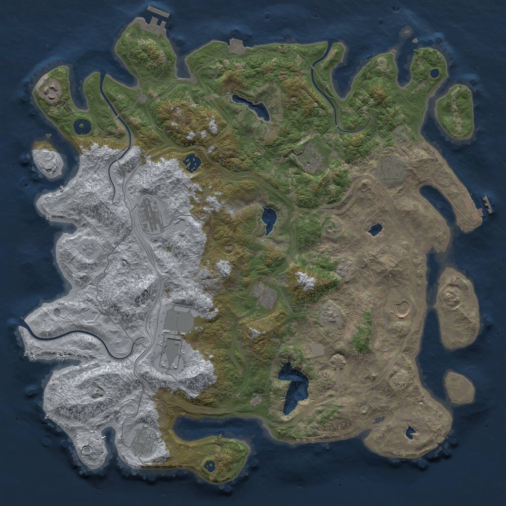 Rust Map: Procedural Map, Size: 4500, Seed: 237057226, 16 Monuments