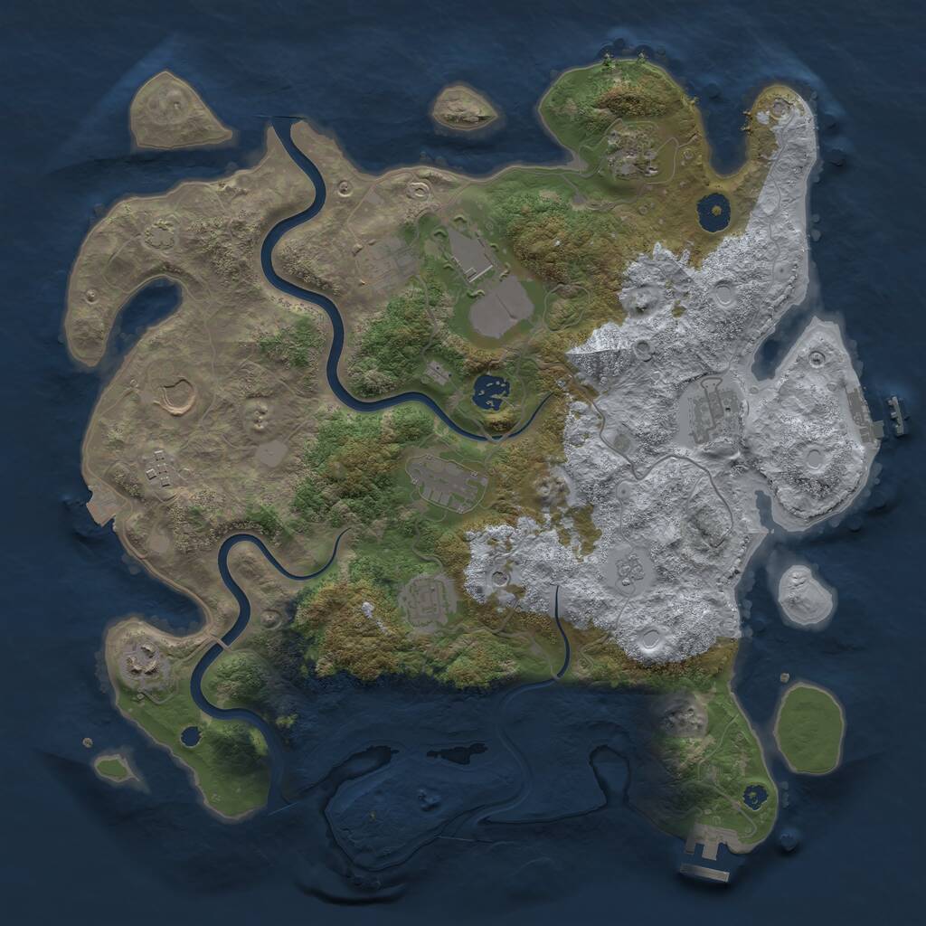 Rust Map: Procedural Map, Size: 3850, Seed: 52992388, 16 Monuments