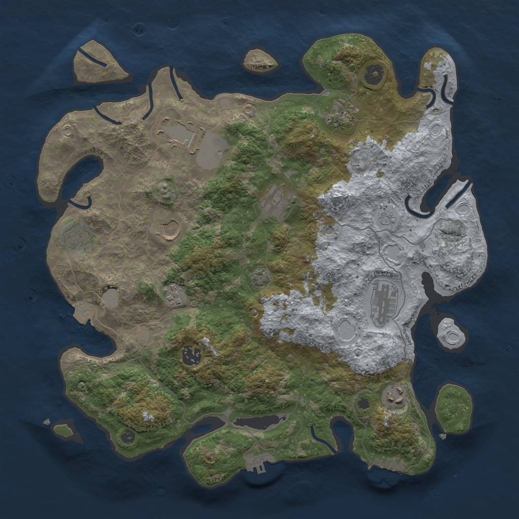 Rust Map: Procedural Map, Size: 3850, Seed: 52992388, 17 Monuments