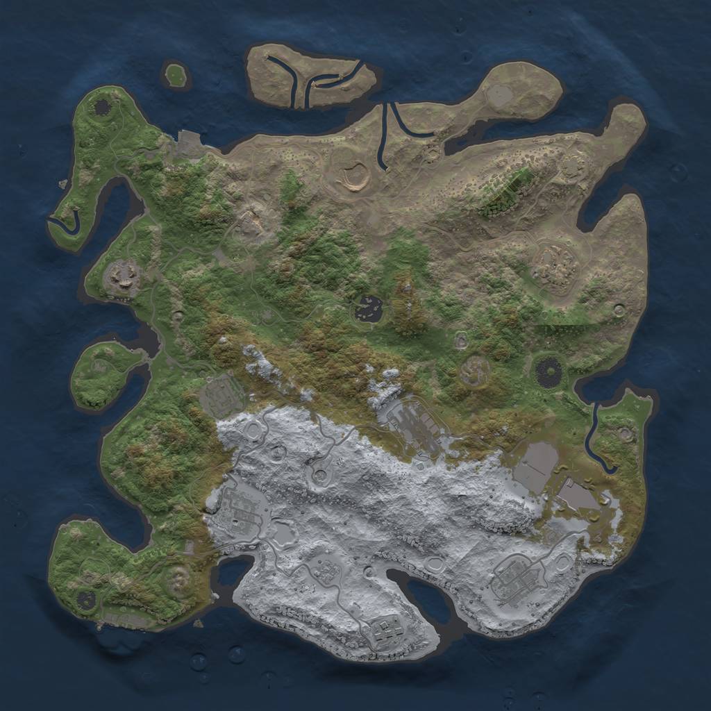 Rust Map: Procedural Map, Size: 3750, Seed: 6084860, 17 Monuments