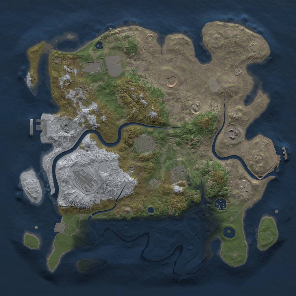 Rust Map: Procedural Map, Size: 3700, Seed: 63066339, 14 Monuments