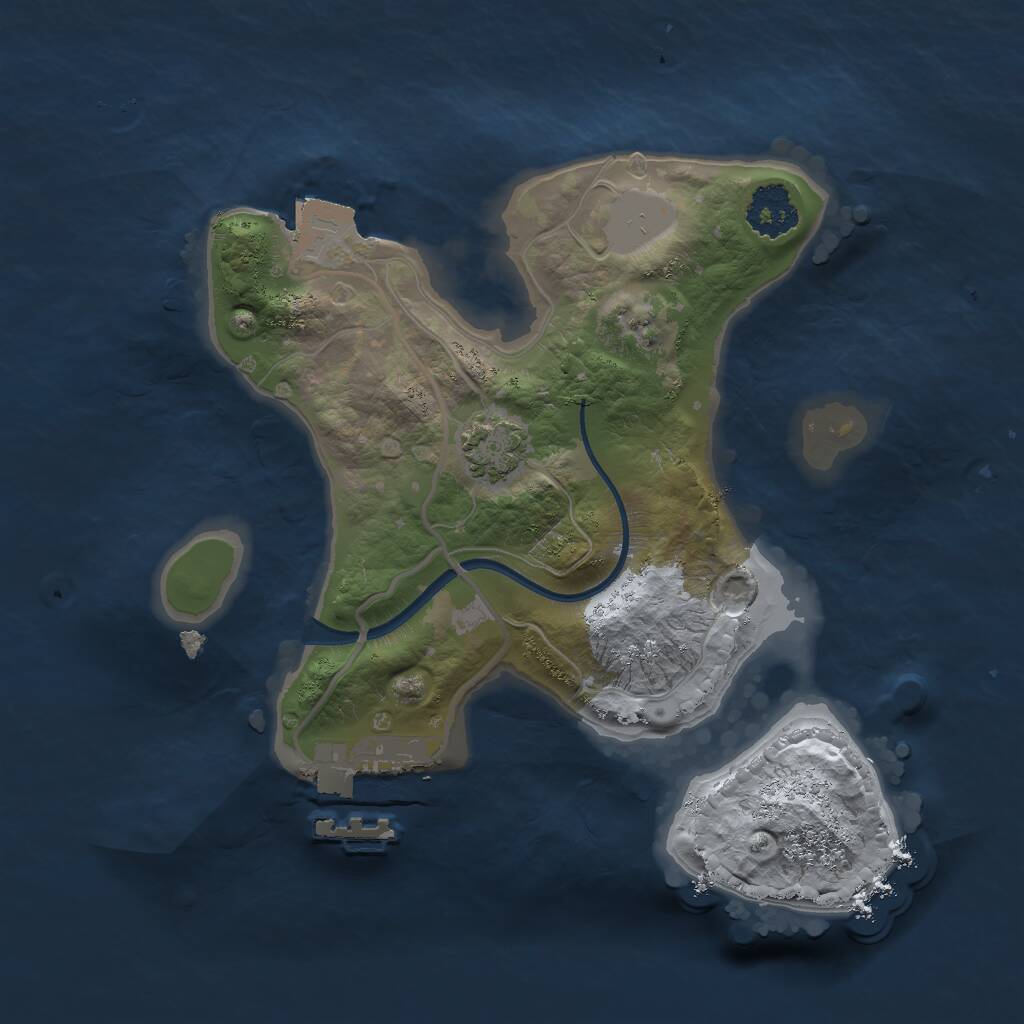 Rust Map: Procedural Map, Size: 2000, Seed: 1128773727, 3 Monuments