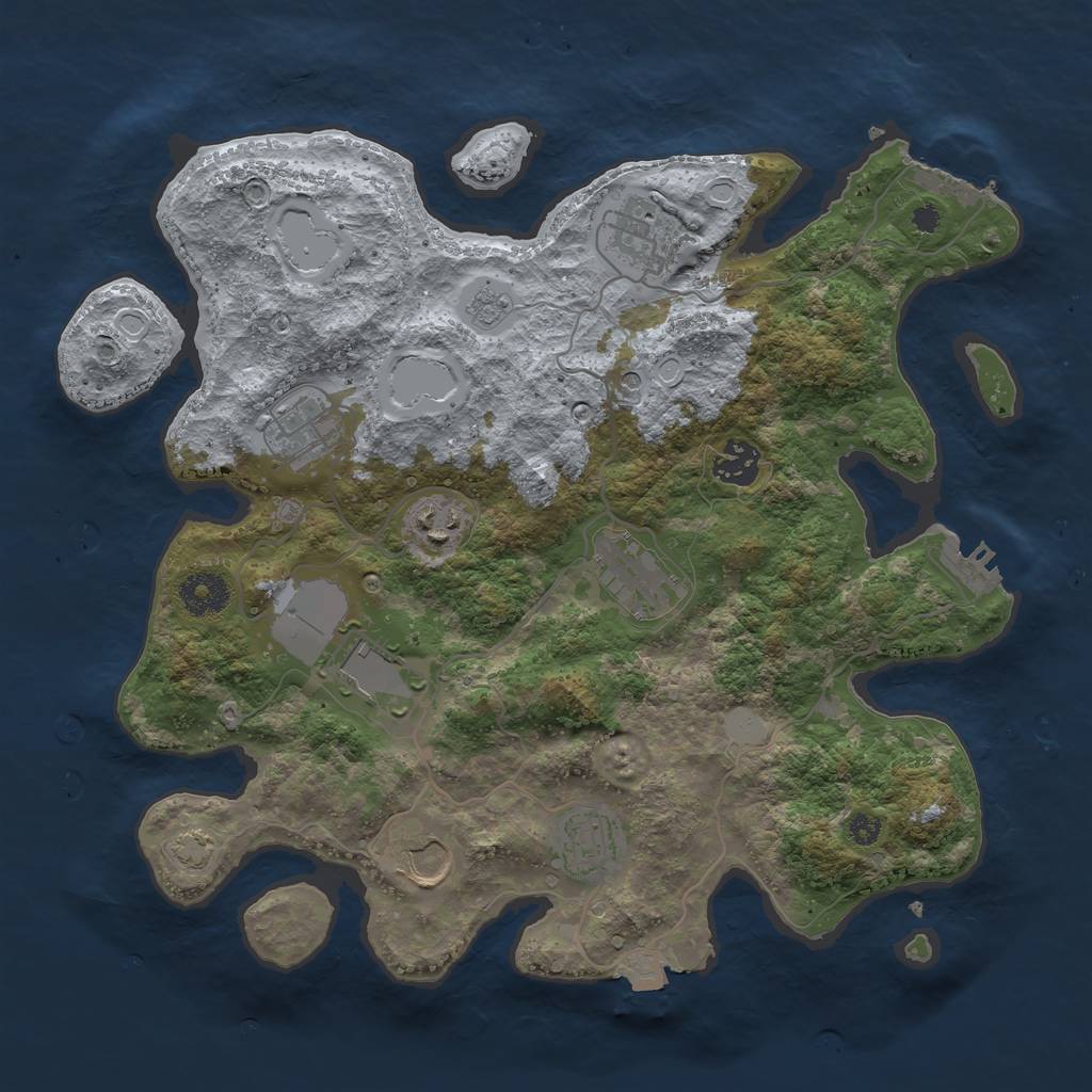 Rust Map: Procedural Map, Size: 3500, Seed: 402364785, 16 Monuments