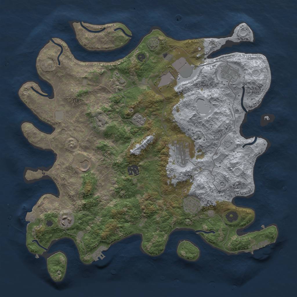 Rust Map: Procedural Map, Size: 3800, Seed: 41746702, 17 Monuments