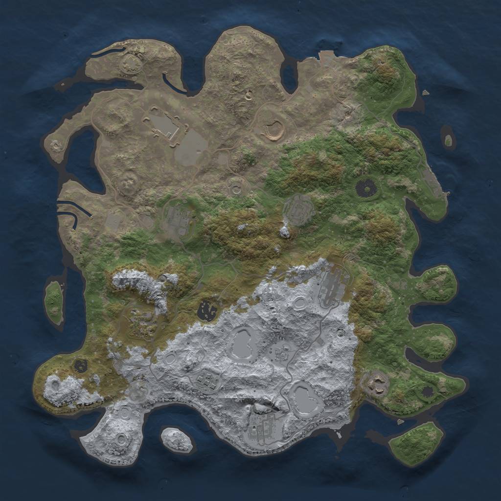 Rust Map: Procedural Map, Size: 3800, Seed: 65079480, 17 Monuments