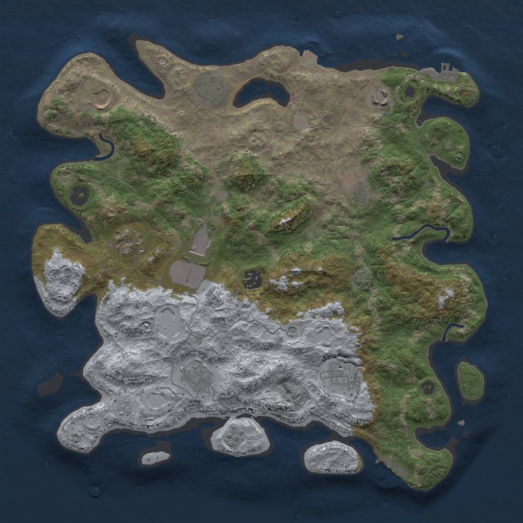 Rust Map: Procedural Map, Size: 3950, Seed: 13104780, 18 Monuments