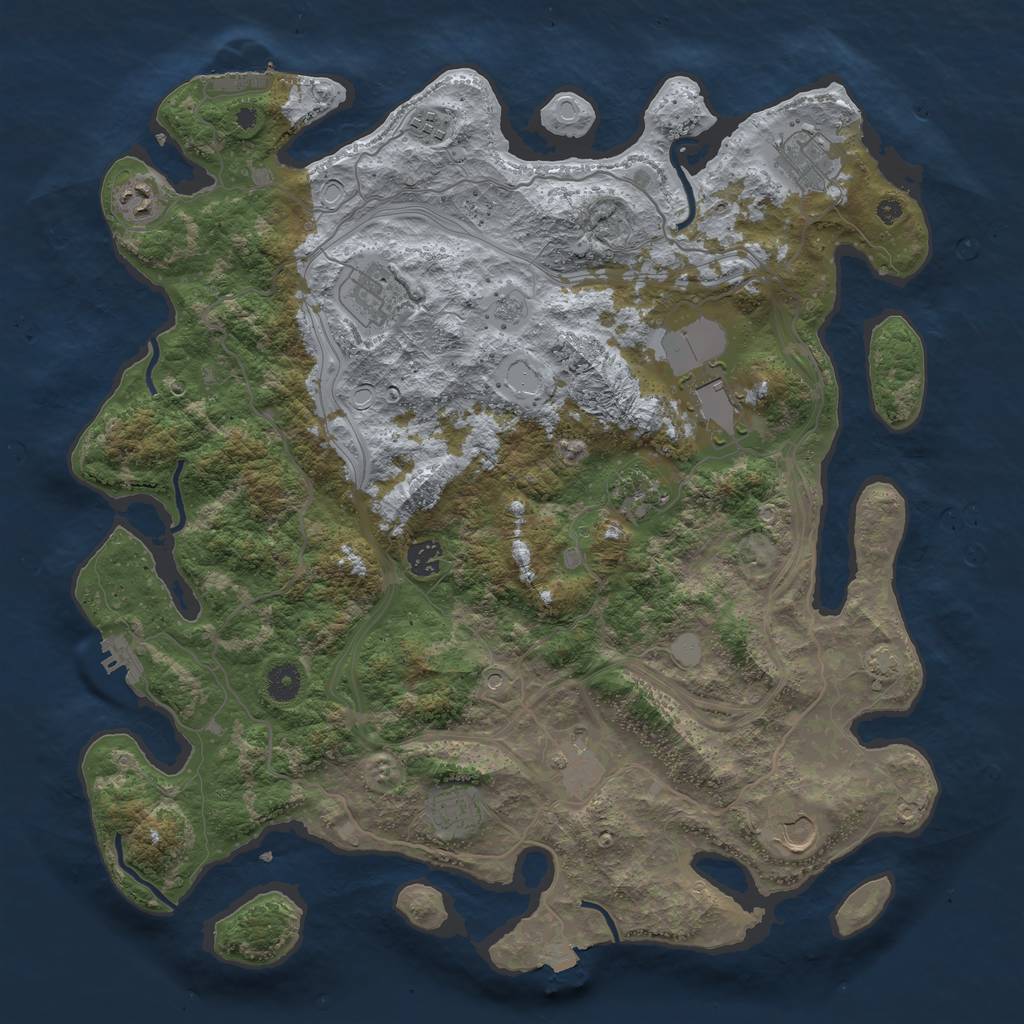 Rust Map: Procedural Map, Size: 4250, Seed: 287048229, 18 Monuments