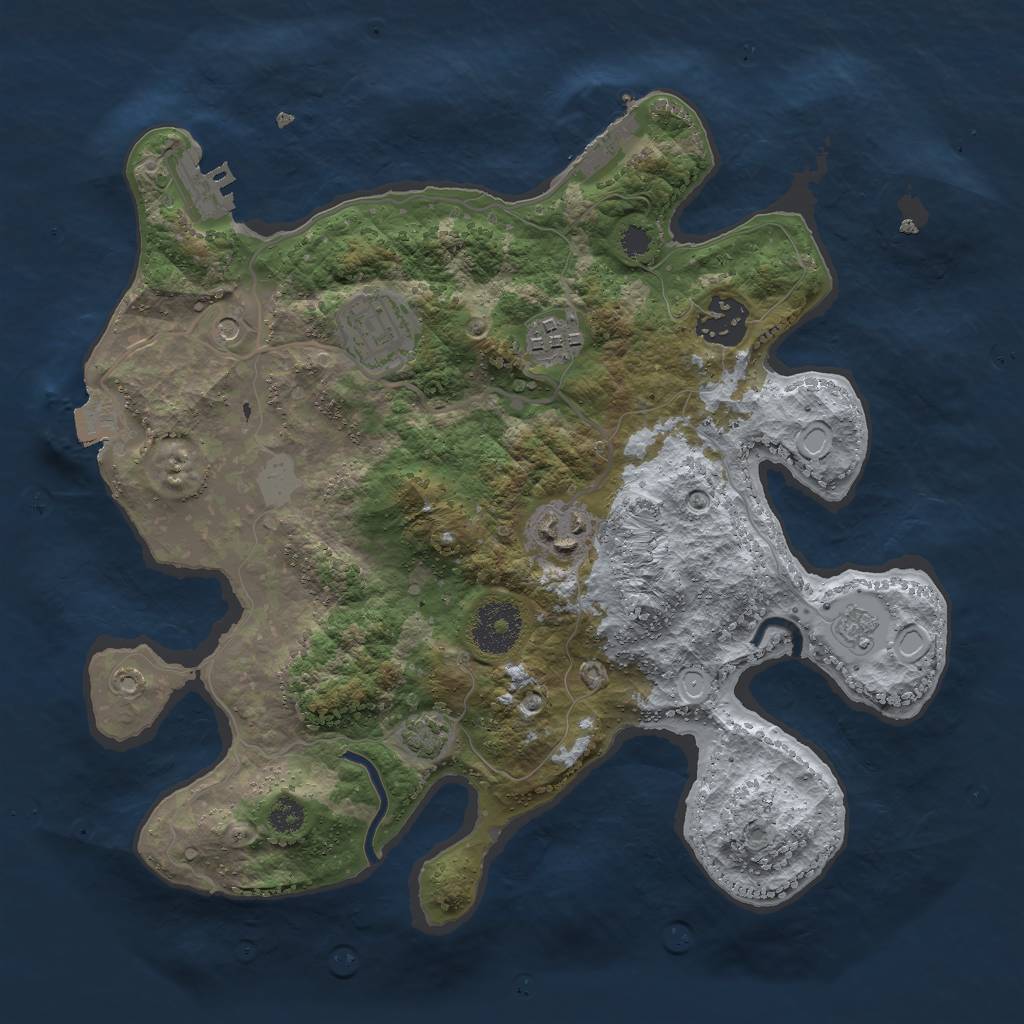 Rust Map: Procedural Map, Size: 3000, Seed: 691376, 12 Monuments