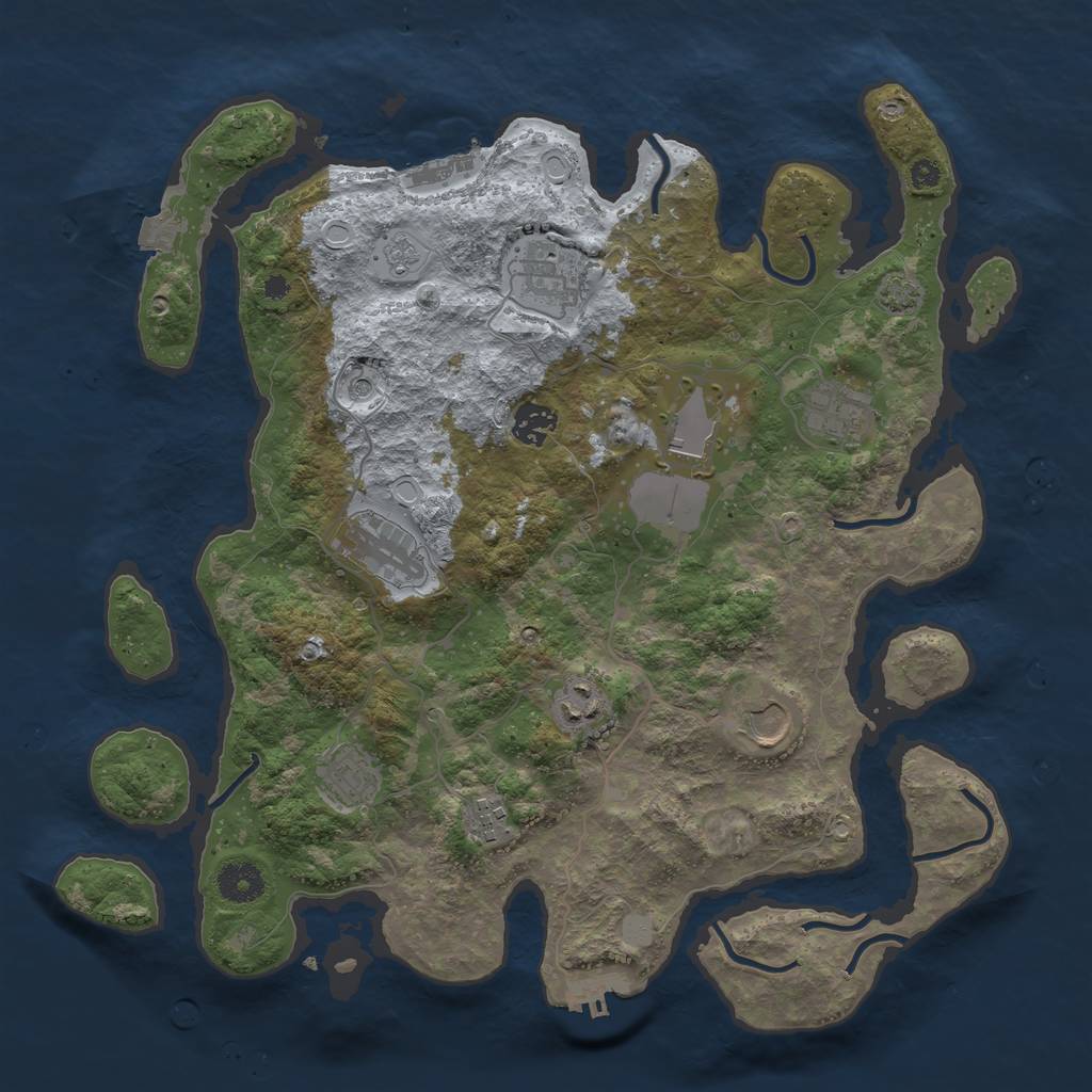 Rust Map: Procedural Map, Size: 3750, Seed: 23190955, 17 Monuments