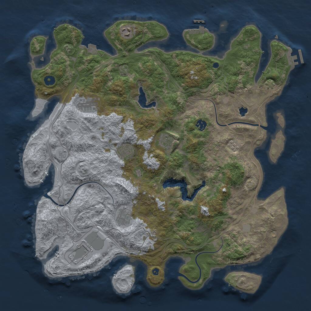 Rust Map: Procedural Map, Size: 4400, Seed: 25356009, 14 Monuments
