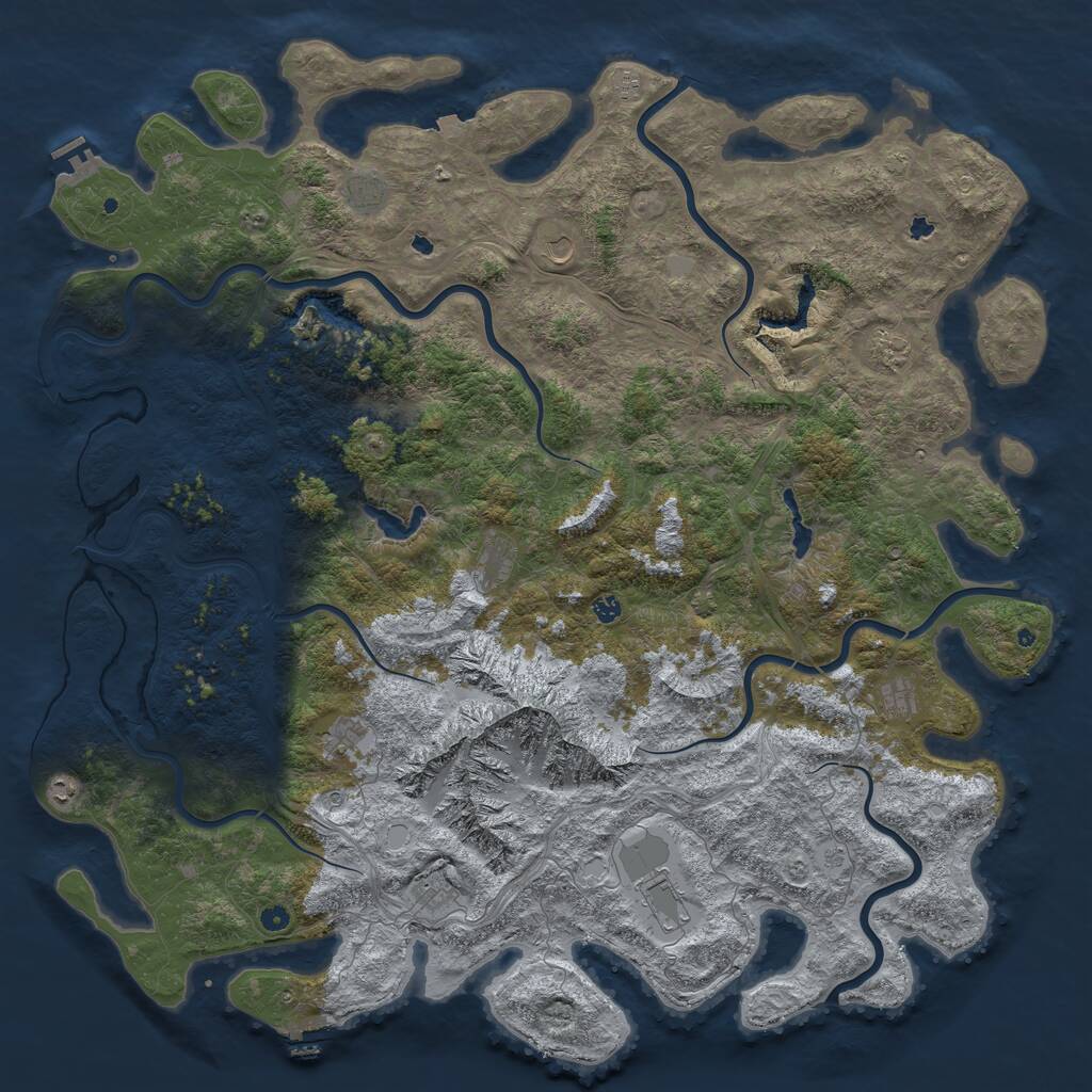 Rust Map: Procedural Map, Size: 6000, Seed: 985564712, 17 Monuments