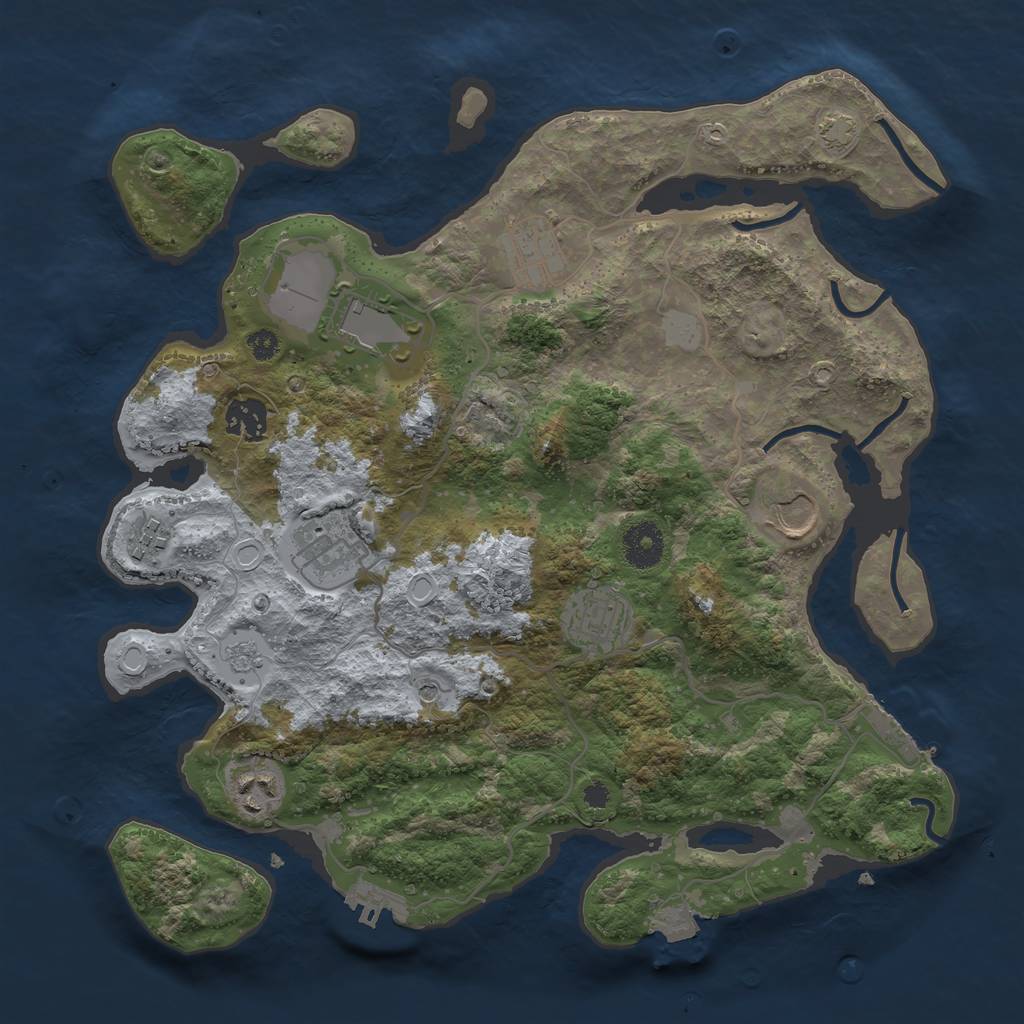 Rust Map: Procedural Map, Size: 3500, Seed: 788393644, 16 Monuments