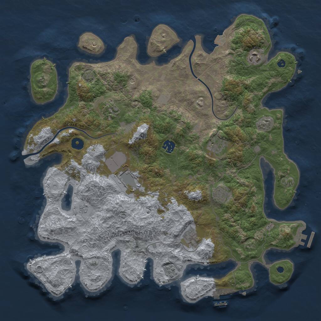 Rust Map: Procedural Map, Size: 3950, Seed: 42608202, 14 Monuments