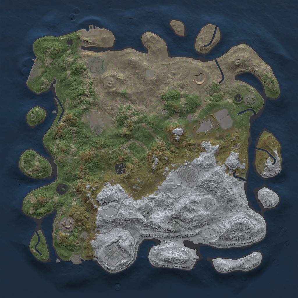 Rust Map: Procedural Map, Size: 3900, Seed: 70569125, 17 Monuments
