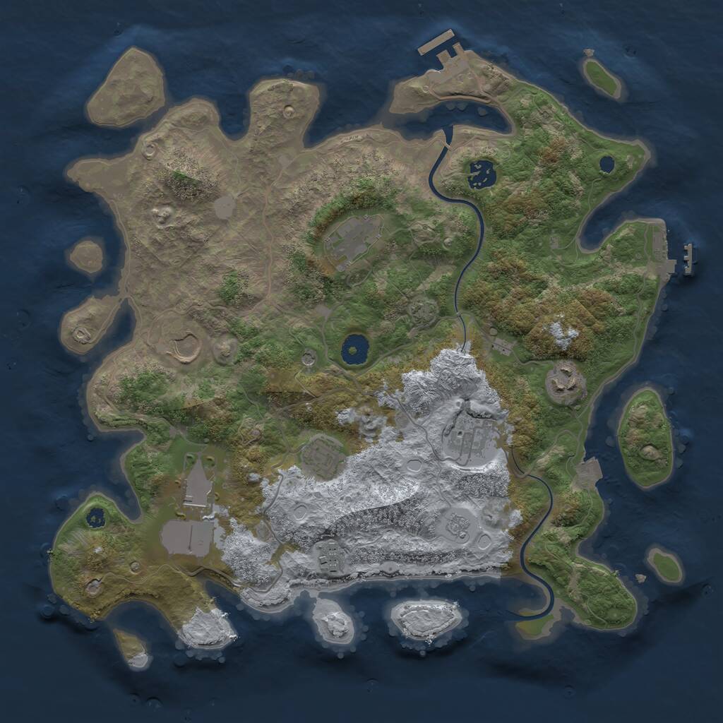 Rust Map: Procedural Map, Size: 3700, Seed: 8588819, 14 Monuments