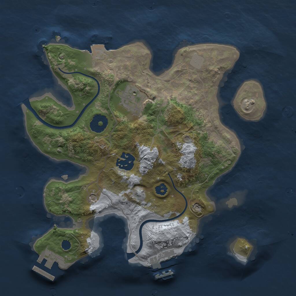 Rust Map: Procedural Map, Size: 2500, Seed: 1933395312, 6 Monuments
