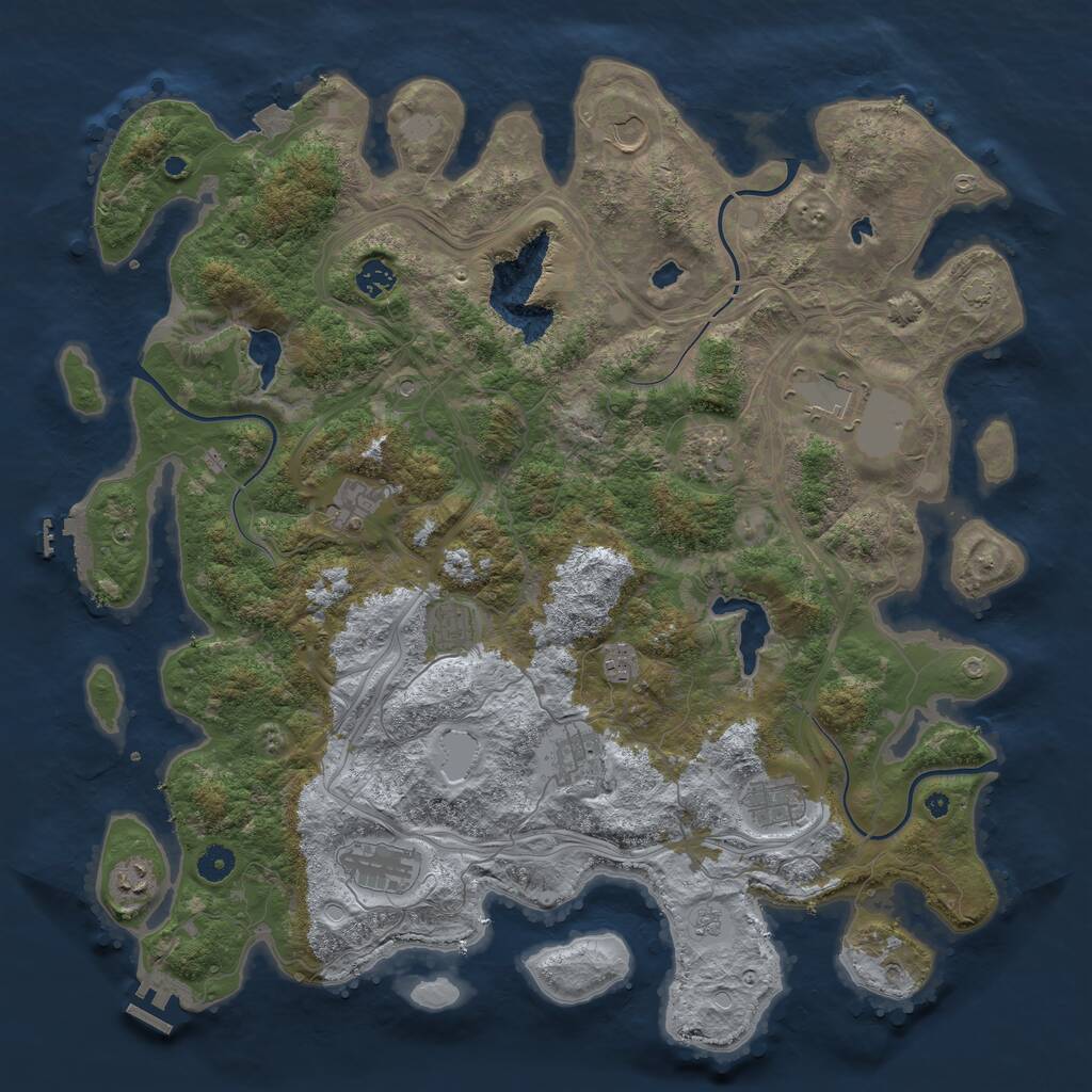 Rust Map: Procedural Map, Size: 4500, Seed: 1378081518, 17 Monuments