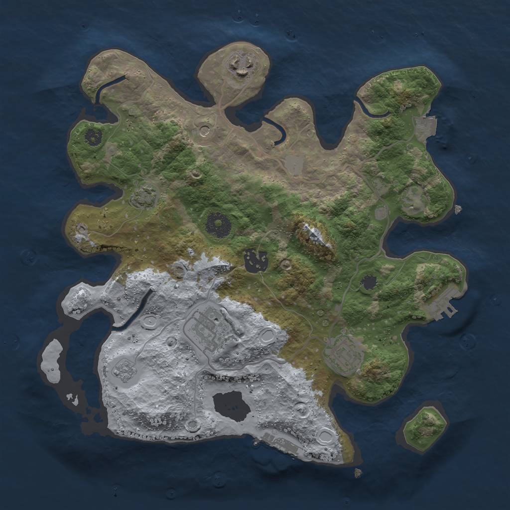Rust Map: Procedural Map, Size: 3000, Seed: 1407170730, 12 Monuments