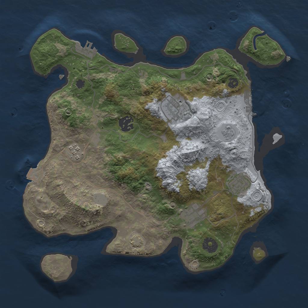 Rust Map: Procedural Map, Size: 3000, Seed: 1376624127, 12 Monuments
