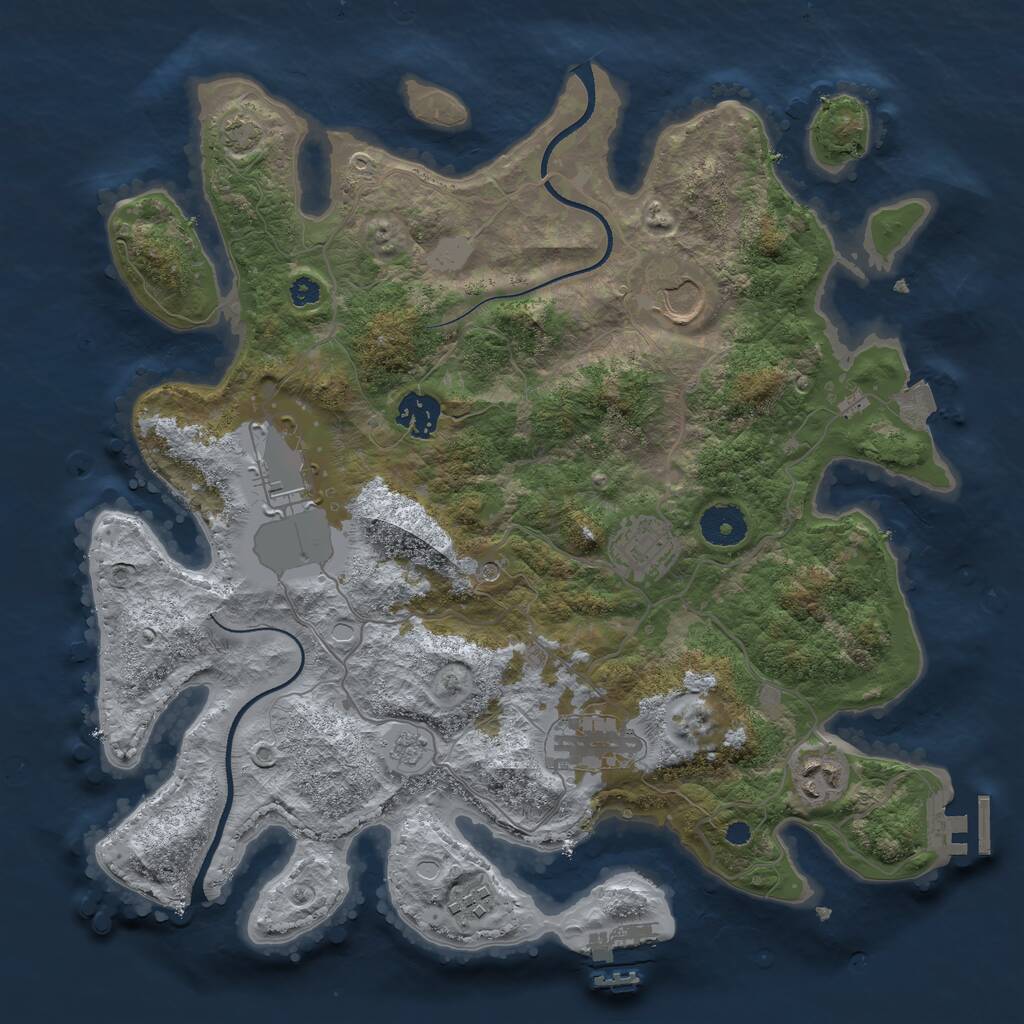 Rust Map: Procedural Map, Size: 3500, Seed: 497664884, 13 Monuments