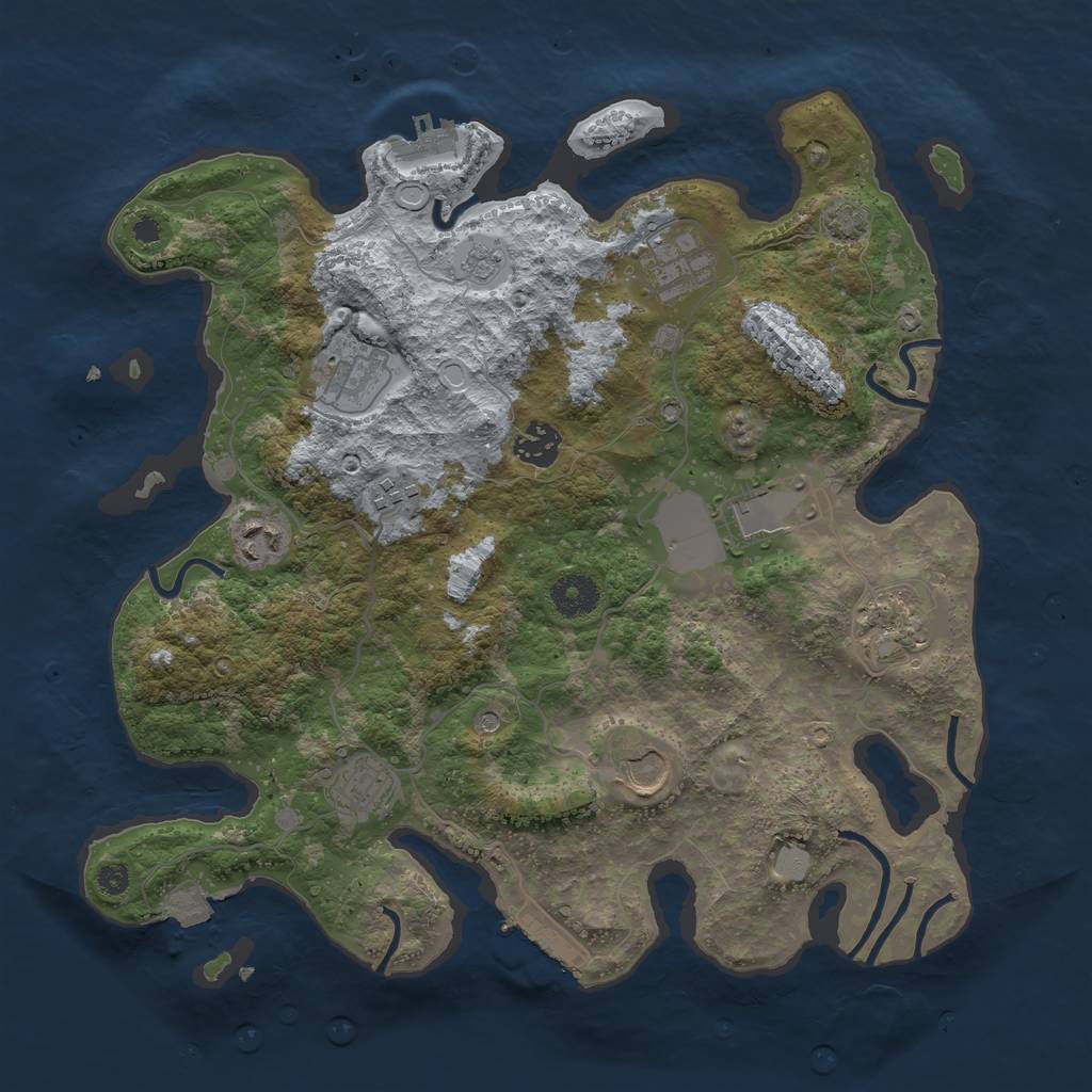 Rust Map: Procedural Map, Size: 3600, Seed: 82733770, 17 Monuments